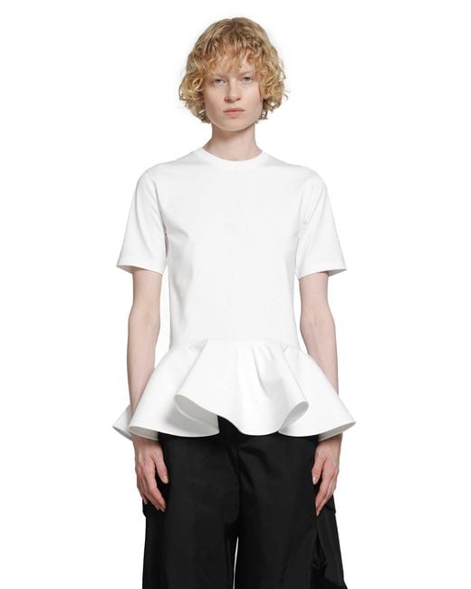 Alaïa White Cotton Jersey Crinoline T-Shirt
