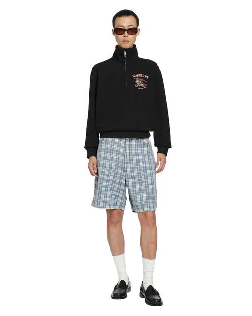 Burberry Black Knight Check Half-Zip Sweatshirt for men