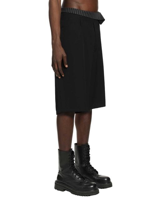 Yohji Yamamoto Black Wool Gabardine Thai Shorts for men