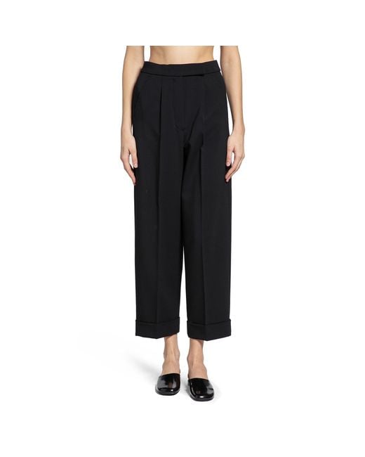 Max Mara Black Cropped Wool Tailored Trousers