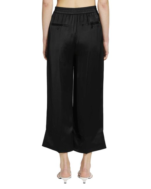 Totême Black Satin Drawstring Trousers