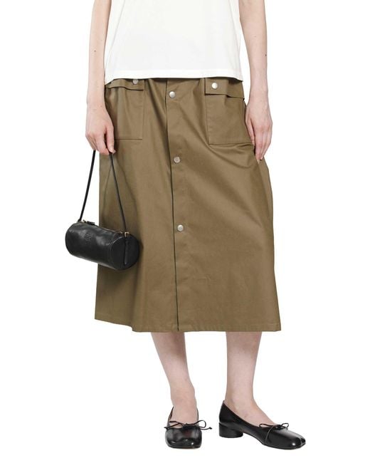 MM6 by Maison Margiela Green Coated Cotton Midi Skirt