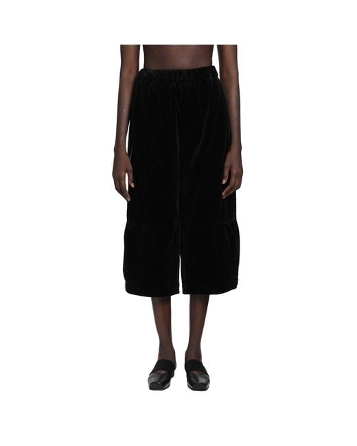 Renli Su Black Cropped Velvet Trousers