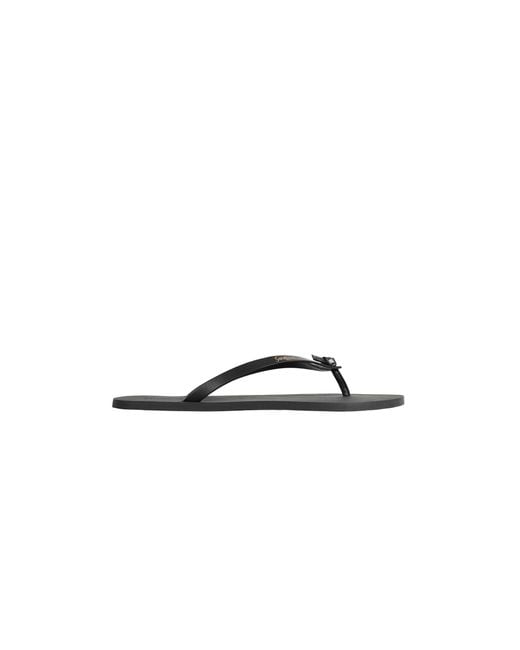 Saint Laurent Black Leather Pool Flip-Flops for men