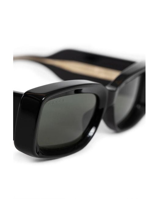 Gucci Black Rectangular Acetate Sunglasses