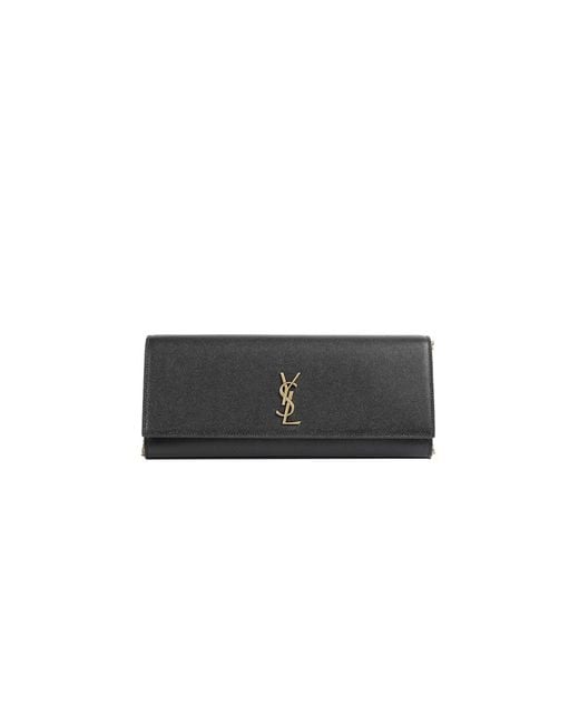 Saint Laurent Black Grain De Poudre Leather Kate Clutch