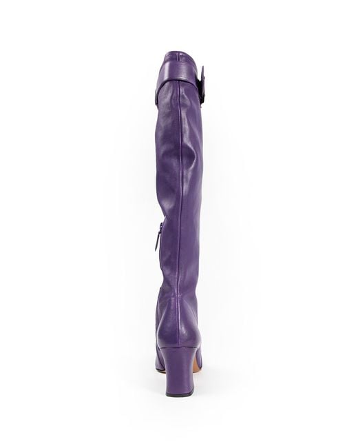 Miu Miu Nappa Leather Boots With Buckle in Purple | Lyst UK