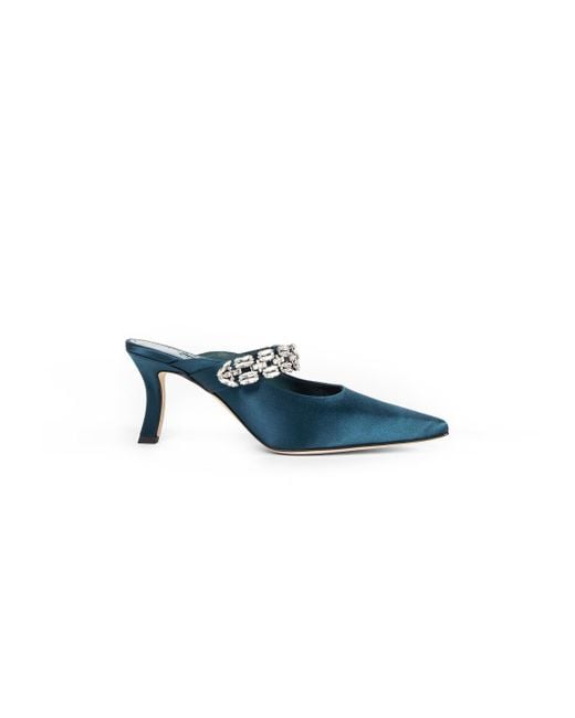 Manolo Blahnik Blue Heeled Mules