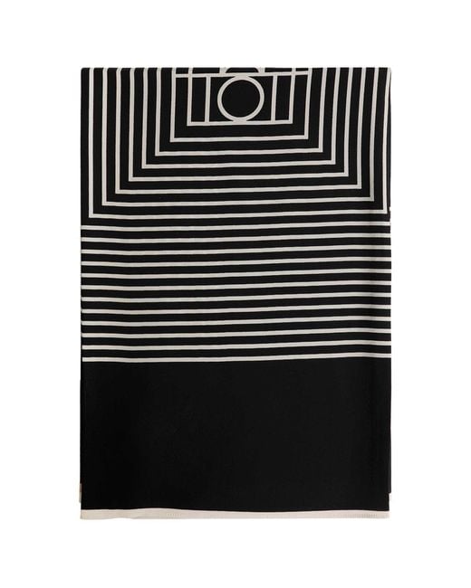 Totême Black Centered Monogram Silk Scarf