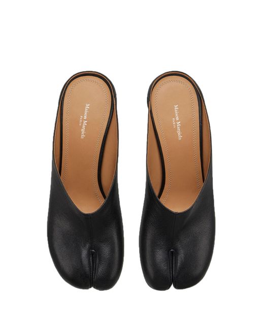 Maison Margiela Black Tabi Leather Mules