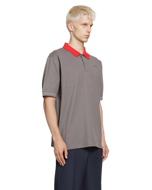 Marni Gray Polo Shirt With Contrast Trims for men