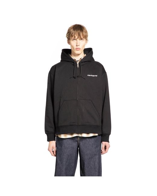 Carhartt Black Hooded Archive Zip-Up Hoodie for men