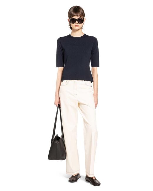 Max Mara Blue Viscose Nylon Short Sleeve Top