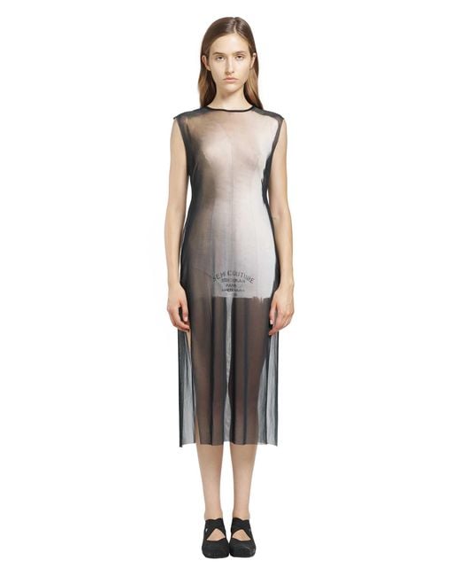 IA London Black Sheer Semi Couture Dress With Slits