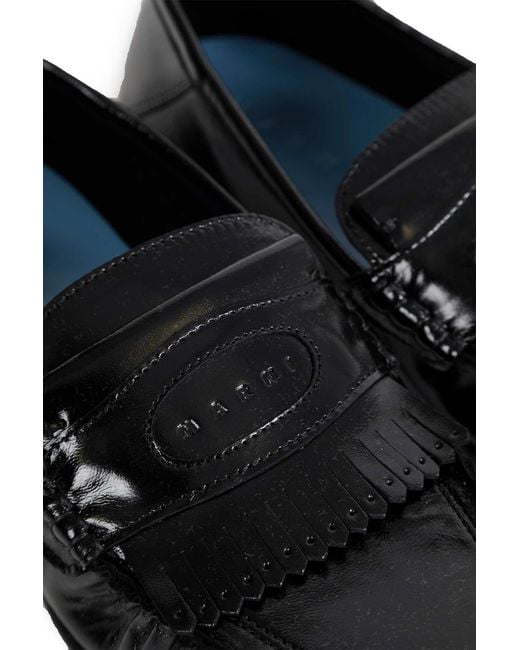 Marni Black Leather Tassel Loafers for men