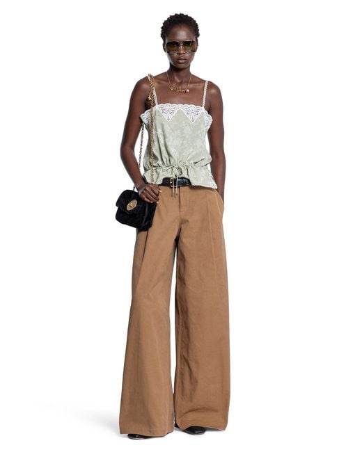 Chloé Brown High-rise Wide-leg Pants In Cotton Canvas