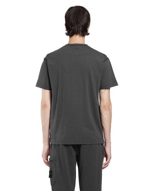 Stone Island Black 2100026 Cotton Jersey 'Fissato' Effect T-Shirt for men