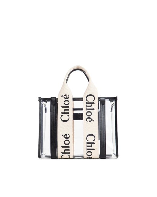 Chloé Black Woody Small Tote Bag In Jelly And Leather