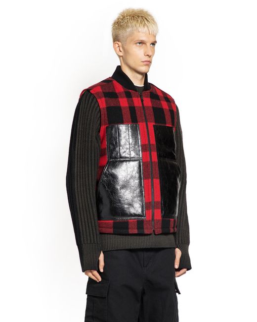 Junya Watanabe Red Check Wool Bomber Vest for men