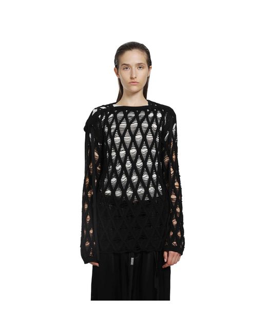 Ann Demeulemeester Black Izabel Diamond Stitch Sweater