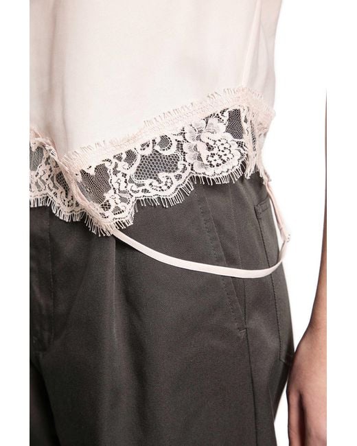 MM6 by Maison Margiela White Mirrored Lace Slip Top