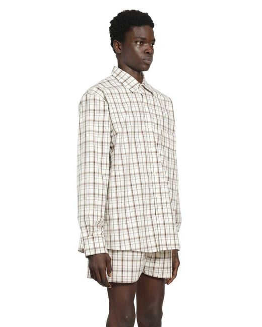 BRYAN JIMENE`Z White Check Shirt for men