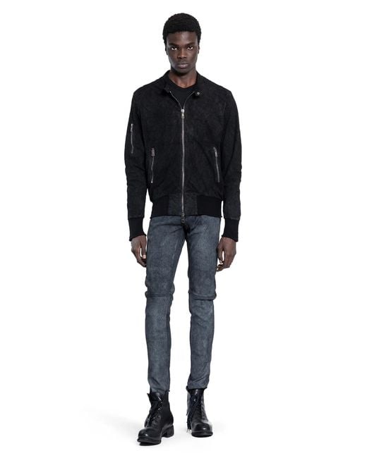 Giorgio Brato Black Vegetal Nubuck Biker Jacket for men