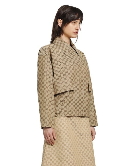 Gucci Natural Gg Canvas Bomber Jacket