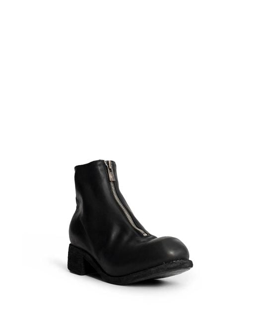 Guidi Black Front Zip Leather Ankle Boots for men