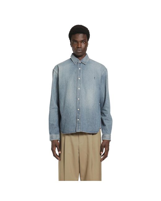 Saint Laurent Blue Cassandre Denim Shirt for men