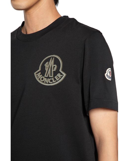Moncler Black Logo Cotton T-Shirt for men