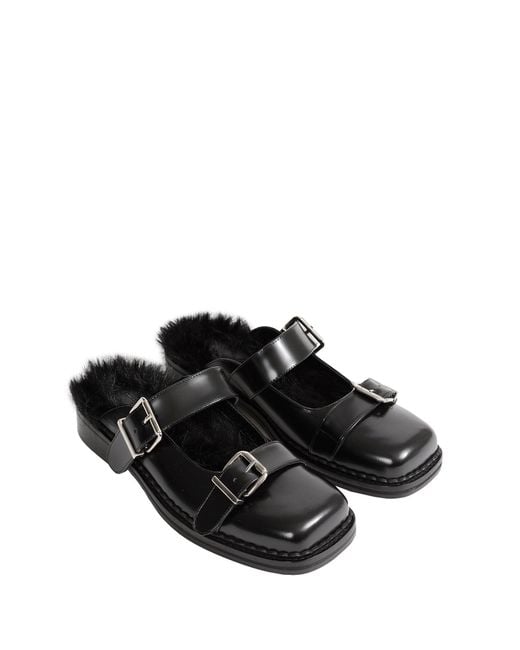 Simone Rocha Black Buckled Mary Jane Mules