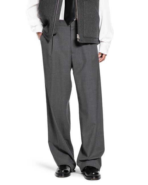 Lardini Gray Pleated Wool Trousers for men