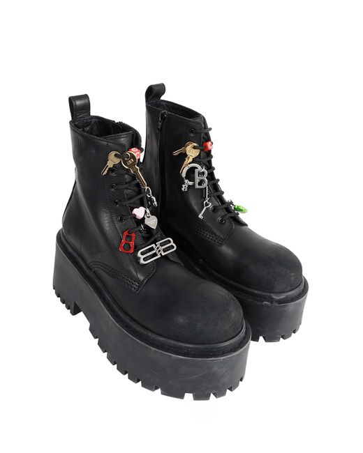 Balenciaga Black Strike Platform Booties With Charms