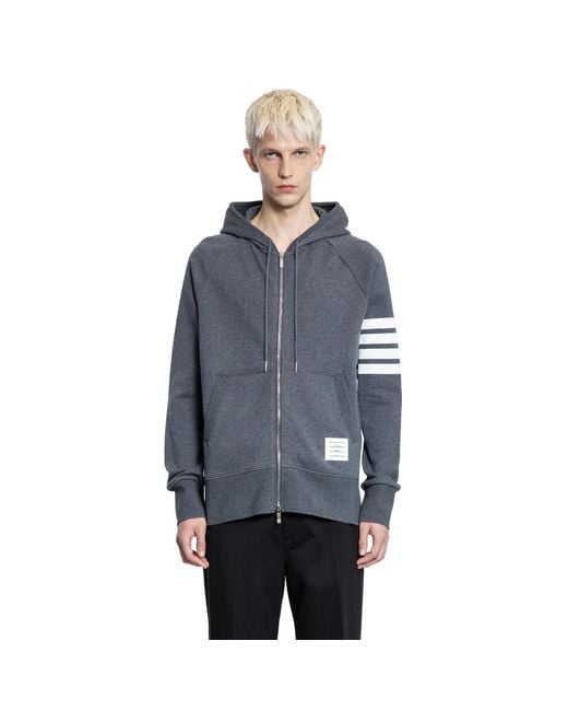 Thom Browne Blue 4-Bar Zip-Up Hoodie for men