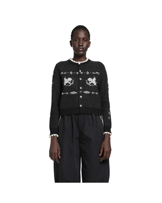 Renli Su Black Romantic Angel Wool Cardigan