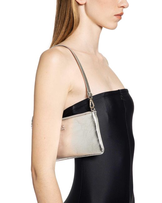 Courreges White Zipped Leather Pouch