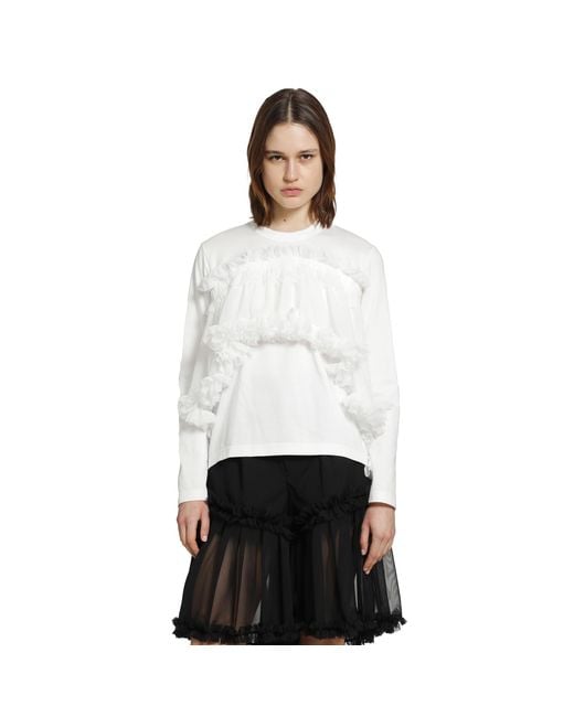 Noir Kei Ninomiya White Tulle Long Sleeve T-Shirt