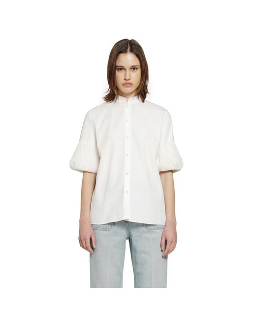 Valentino White Short Sleeve Shirt With Pleated Cuffs