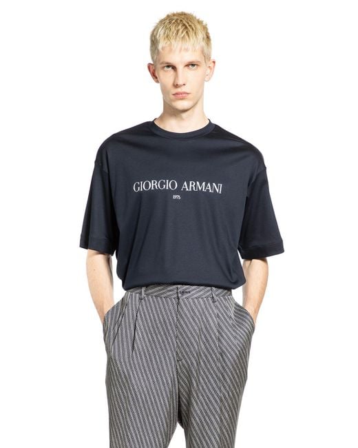Giorgio Armani Blue Cotton Interlock Jersey T-Shirt for men