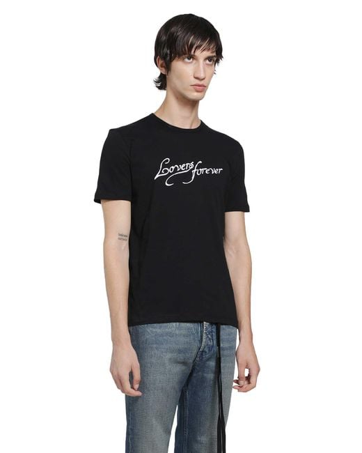 Ann Demeulemeester Black Baptist 'Lovers Forever' Standard T-Shirt for men