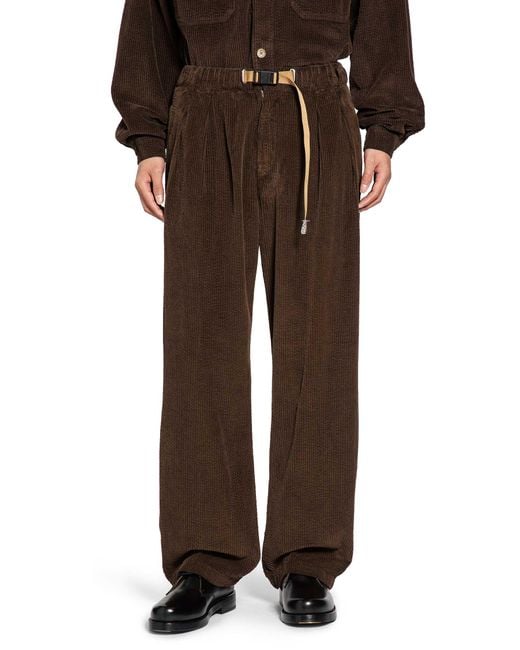 White Sand Brown Corduroy Drawstring Pants for men