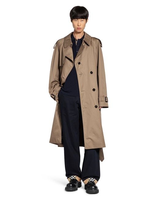 Burberry Brown Long Gabardine Trench Coat for men