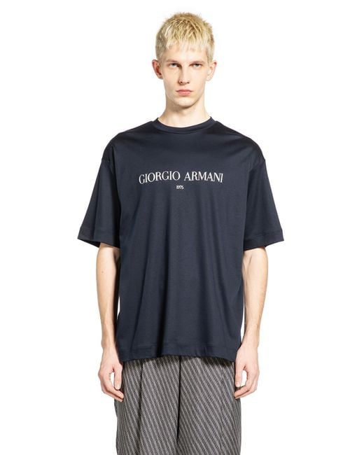 Giorgio Armani Blue Cotton Interlock Jersey T-Shirt for men