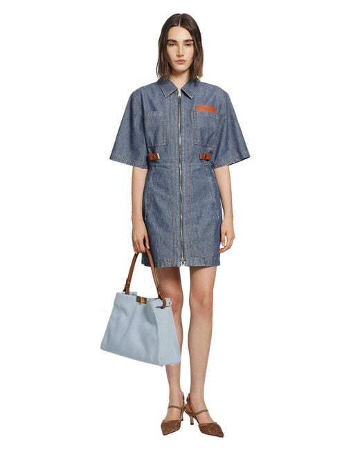 Fendi Blue Chambray Denim Shirt Dress