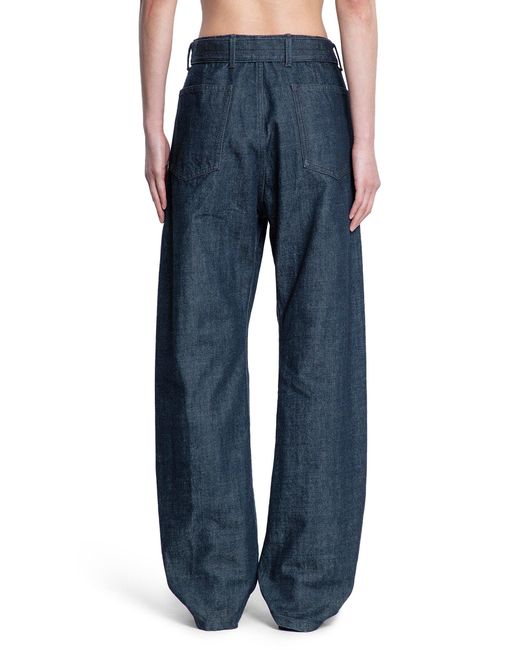 Lemaire Blue Denim Wide-Leg Twisted Belted Pants for men