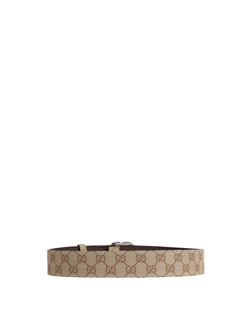 Gucci Natural Flat Marmont Canvas Belt for men