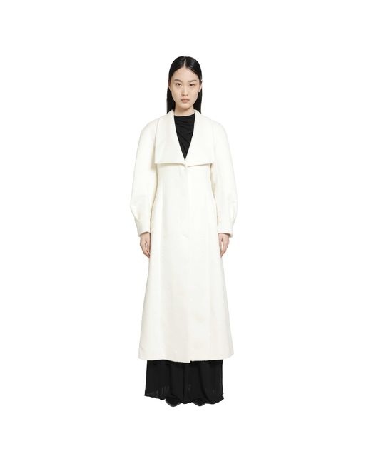 RETORI White Hourglass Brushed Llama Wool Coat