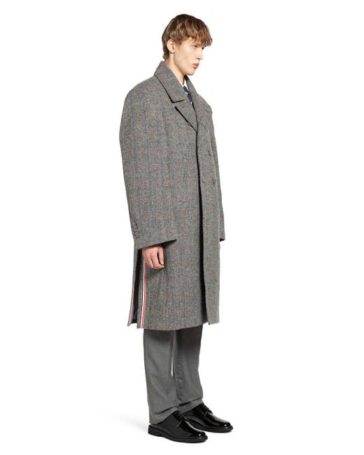 Thom Browne Gray Oversized Peacoat for men