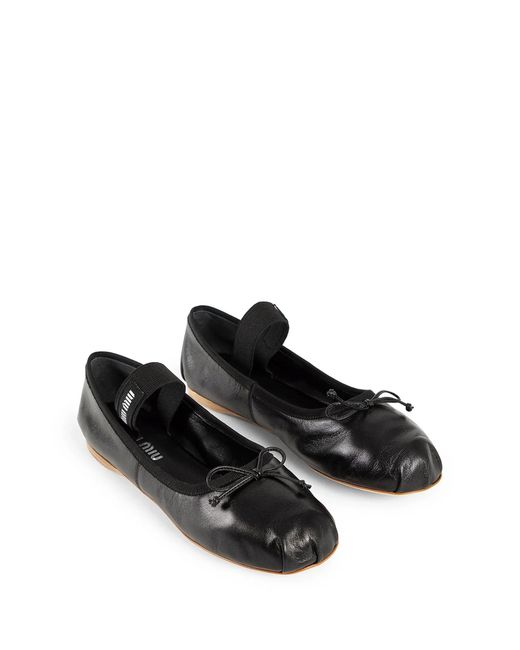 Miu Miu Black Leather Ballerinas